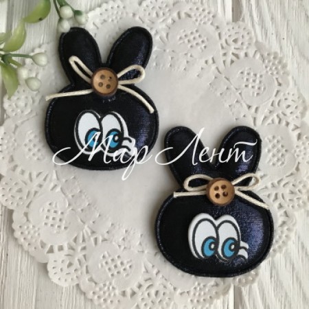 Аплікація тканинна кролик з вічками, 5х4 см, сапфіровий, шт.