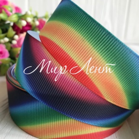 Репс абстракція, 2,5 см, різнокольорова веселка