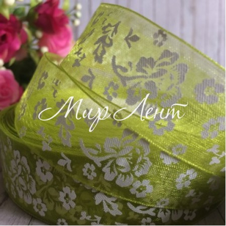 Органза півонія, 2,5 см, оливковий