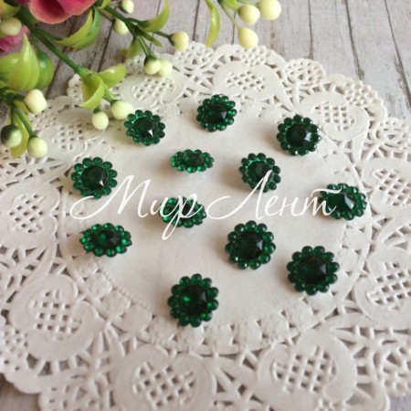 Серединка квіточка-ромбик, 11 мм, смарагдова