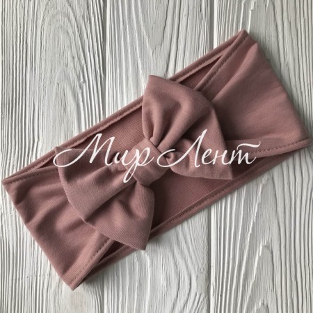 Пов'язка широка із бантом, 11 см, пудровий, шт.