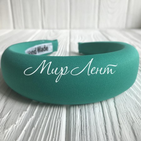 Обруч объемный креп однотонный, 4 см, изумрудный, шт.
