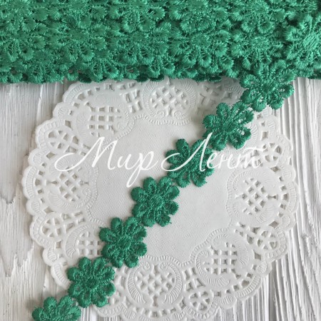 Мереживо відривна квіточка, 2,5 см, зелена, метр