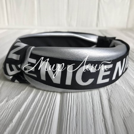 Обруч чалма из экокожи (Nice широкая), 4 см, серебряный, шт.