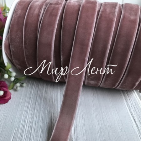 Лента велюр, 1,5 см, темно-пудровый, метр