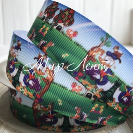 Репс 2,5 см, Дональд з камерою, блакитно-зелений, метр