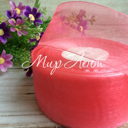 Органза 4 см, кораловий, метр