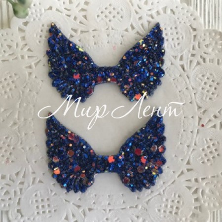 Аплікація крильця з lux паєтками, 3х5 см, сапфіровий, шт.