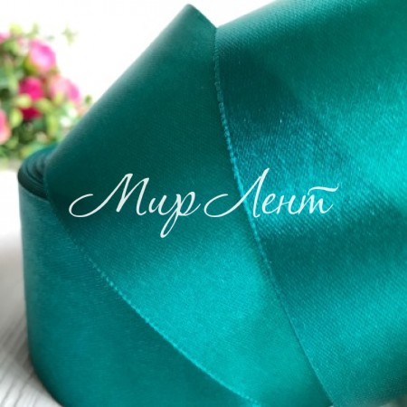 Атлас 5 см, изумрудный, рулон 33 м