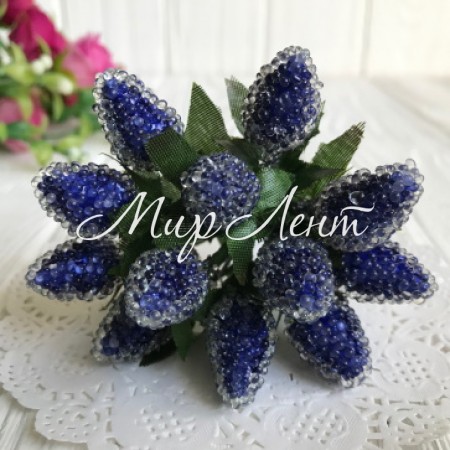 Малинка синяя, 2,3 см, на проволке, 1 пучек