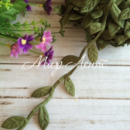 Стрічка-листик великий, 2,5 см, зелений, ціна за 1 м