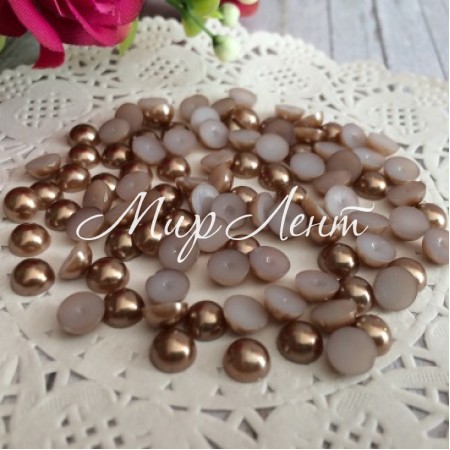 Напівбусина, 6 мм, світло-коричнева, 100 шт.