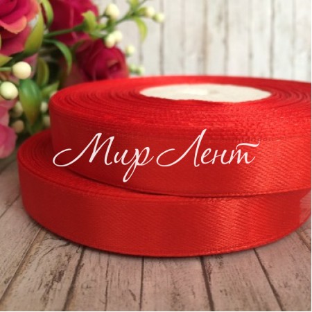 Атлас 1,2 см, красный, рулон 33 м