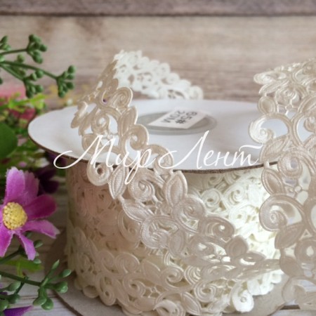 Лента-кружево, 2 см, молочная