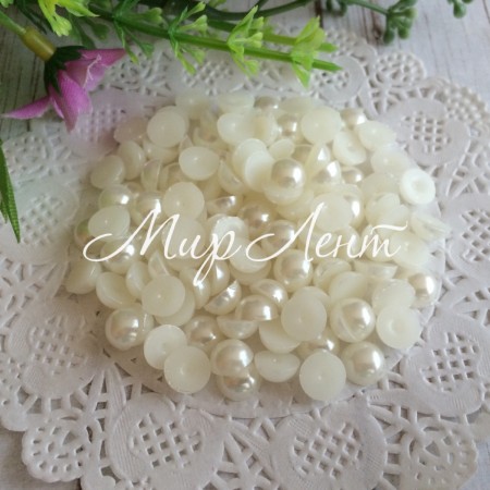 Полубусина, 8 мм, молочный, 100 шт.