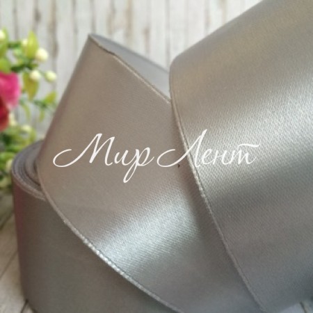 Атлас 4 см, срібло, метр