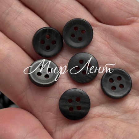 Пуговица пластиковая, 1,4 см, черная, маленькая упаковка 10 шт.