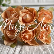 Троянда тканинна, 2 см, темний персик, пучок Троянда тканинна, 2 см, темний персик, пучок