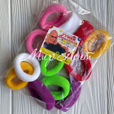 Резинка Калуш велюрчик, 5 см, рожево-салатово-фіолетові, упаковка 12 шт.