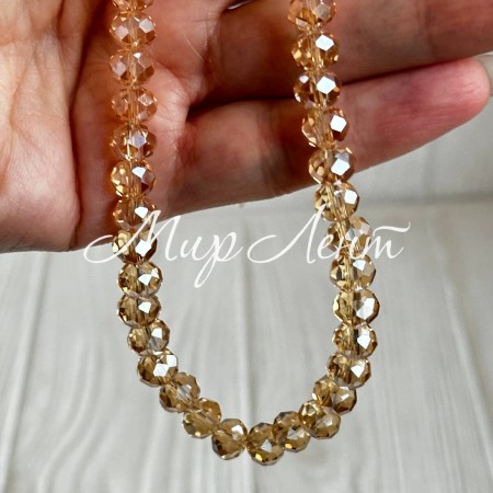 Бусини Рондель кришталь, 8 мм, золоті, нитка 65-68 шт.