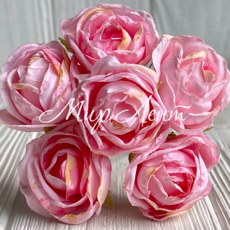 Вінтажна троянда, 3,5 см, рожева, пучок з 6 квіточок
