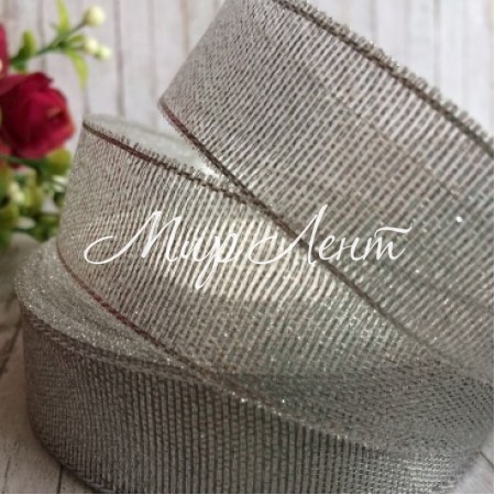 Парча 2 см, срібло, метр