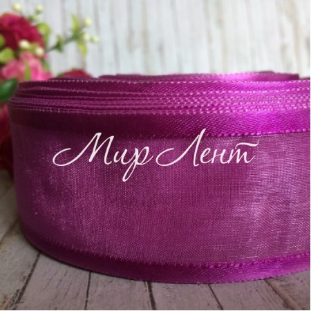 Органза з атласним кантом, 4 см, бузковий