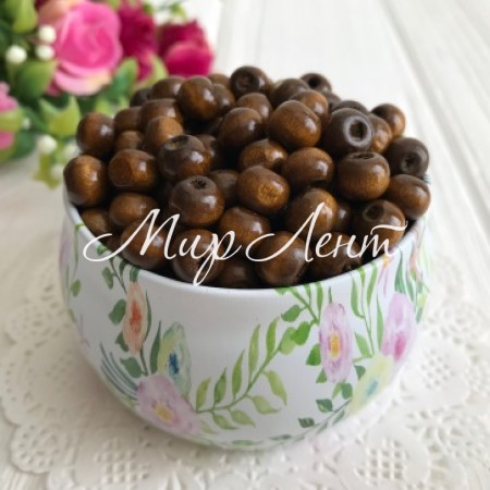 Дерев'яні намистини, 8 мм, темно-коричневий, 10 шт.