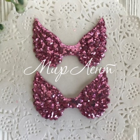 Аплікація крильця з паєтками, 3х5 см, рожевий, шт.