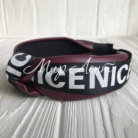 Обруч чалма из экокожи (Nice широкая), 4 см, вишневый, шт.