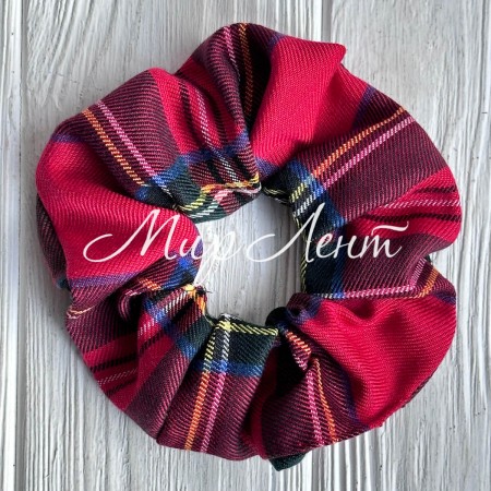 Скранч шотландка, 12 см, червоний, шт.