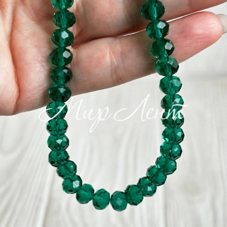 Бусини Рондель кришталь, 8 мм, нефритові, нитка 65-68 шт.