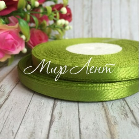 Атлас 0,6 см, оливковий, рулон 33 м