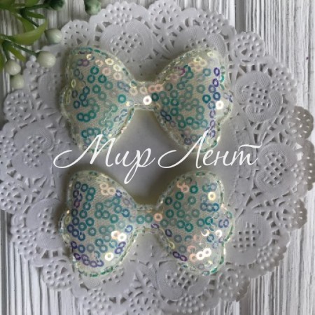 Аплікація бантик з паєтками, 6 см, жовтий, шт.