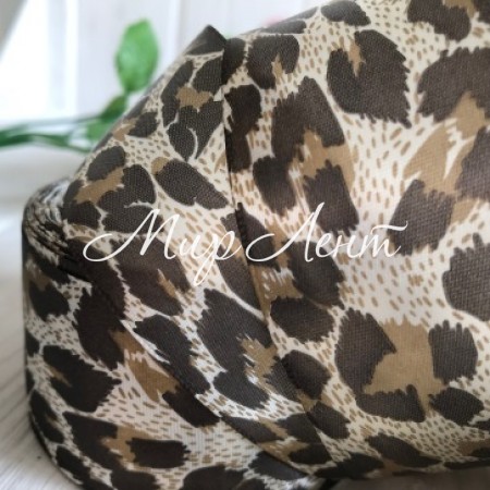 Атлас 4 см, молочно-коричневий леопард, метр