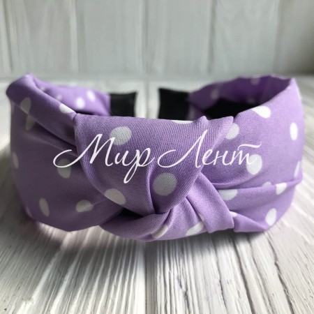 Обруч чалма тканевый в горох, 4 см, лиловый, шт.