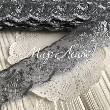Мереживо яблучко, 4,5 см, сірий, метр