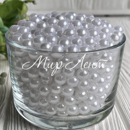 Перли 4 мм (пластик), білий, нитка 230-235 шт.