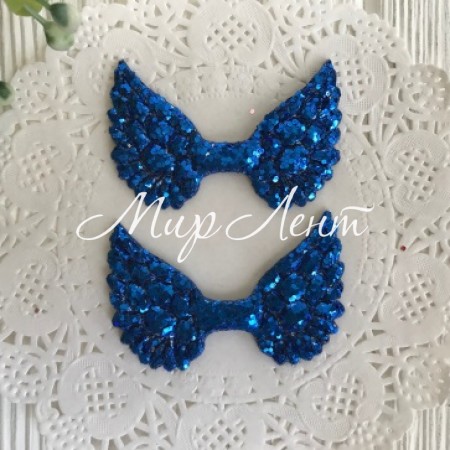 Аплікація крильця з паєтками, 3х5 см, темно-синій, шт.