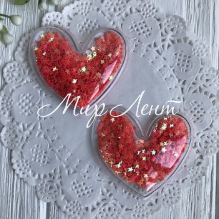 Силиконовое сердце с наполнителем, 5 см, красные звезды, шт.