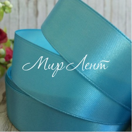 Атлас 2,5 см, светлая бирюза, метр