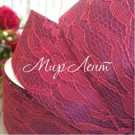 Атлас 4 см, кружево, баклажановый