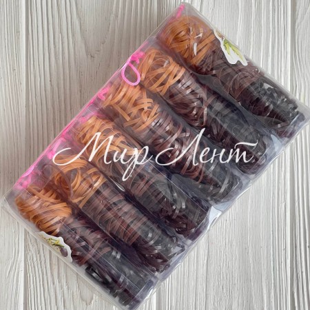 Резинки силіконові в колбі, 2,2 см, коричневі тона, упаковка 12 шт.