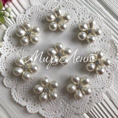 Серединка з крапельками-перлинками, 20 мм, білий зі сріблом, шт.
