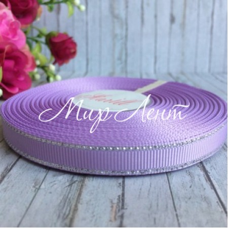 Репс 0,9 см люрекс (срібло), фіолетовий, рулон 23 м