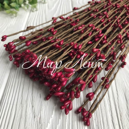 Декоративна гілочка з тичинками, 40 см, бургунді, шт.