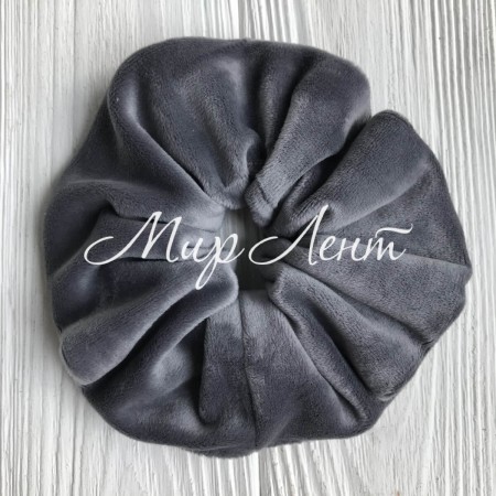 Скранч велюр, 12 см, серый, шт.