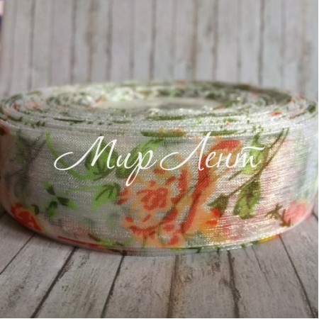 Органза троянда 2,5 см, біла