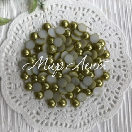 Полубусина, 8 мм, светло-оливковый, 100 шт.