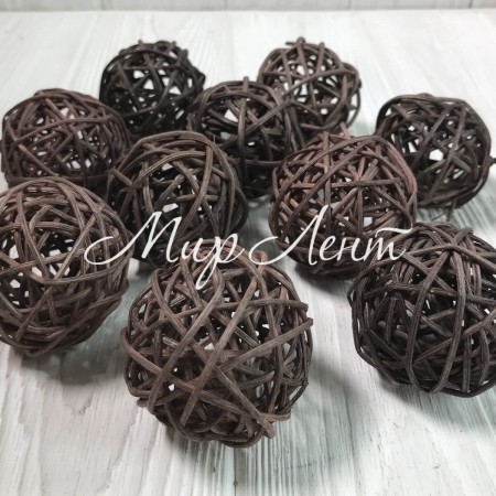 Кулька з ротанга, 5 см, шоколадна, за 1 шт.